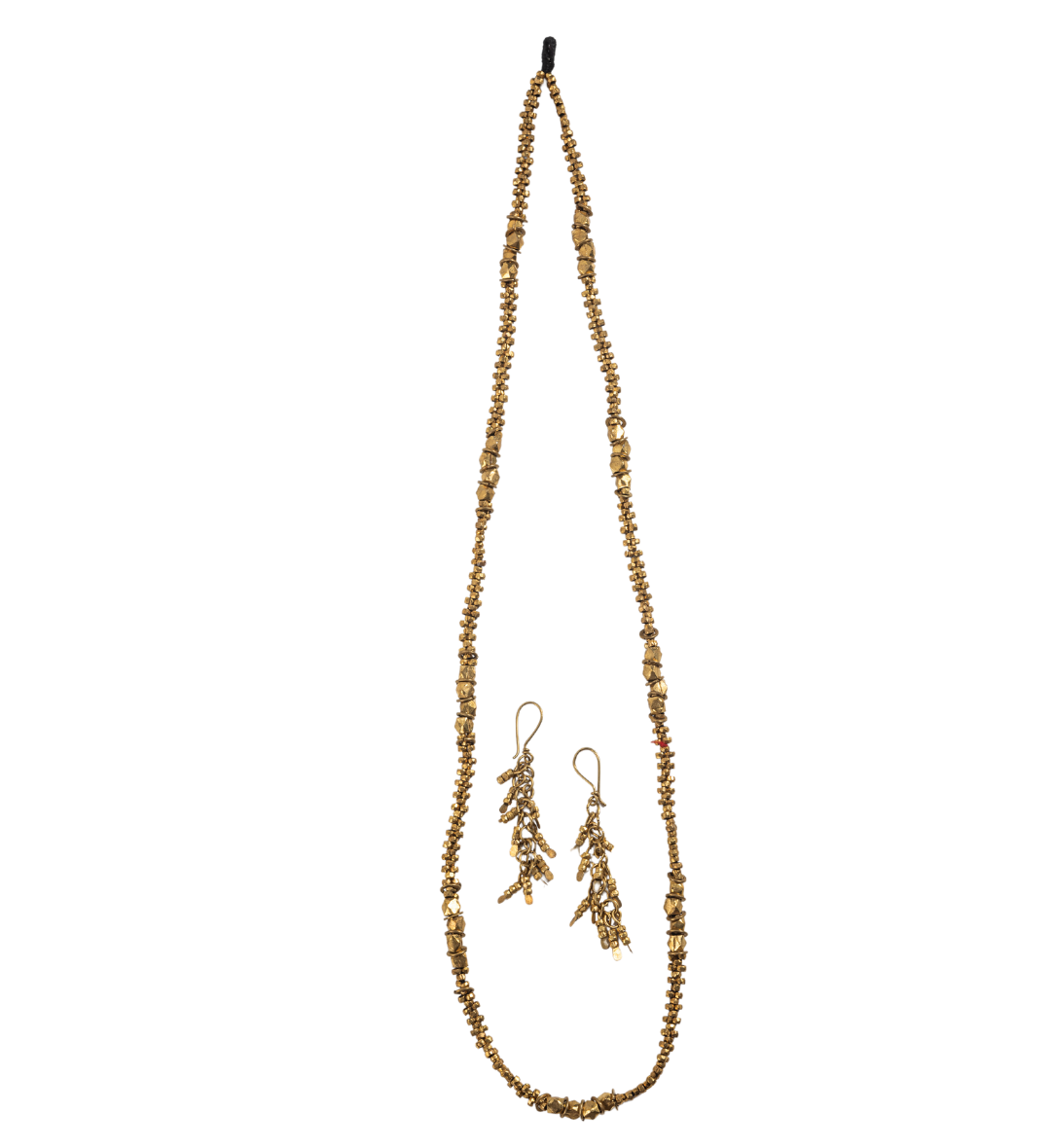 Advaita Handicrafts Ethnic Collection Brass Dhokra Statement Necklace set with earnings for Women - Small Golden Beads.