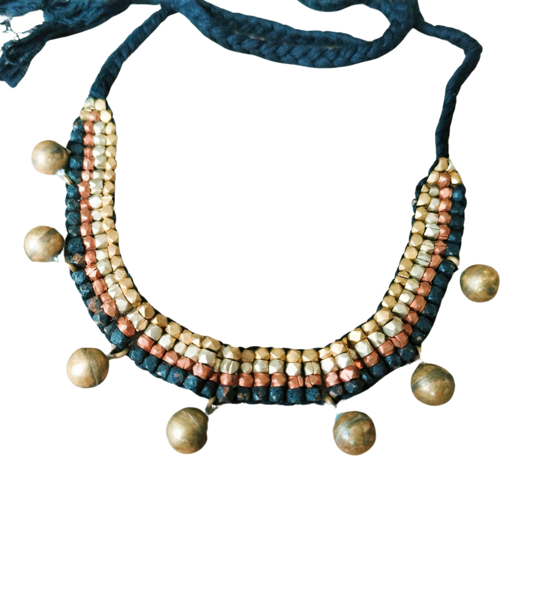 Advaita Handicrafts Ethnic Collection Brass Dhokra choker Necklace for Women - MultIcolour (Small brass beads)