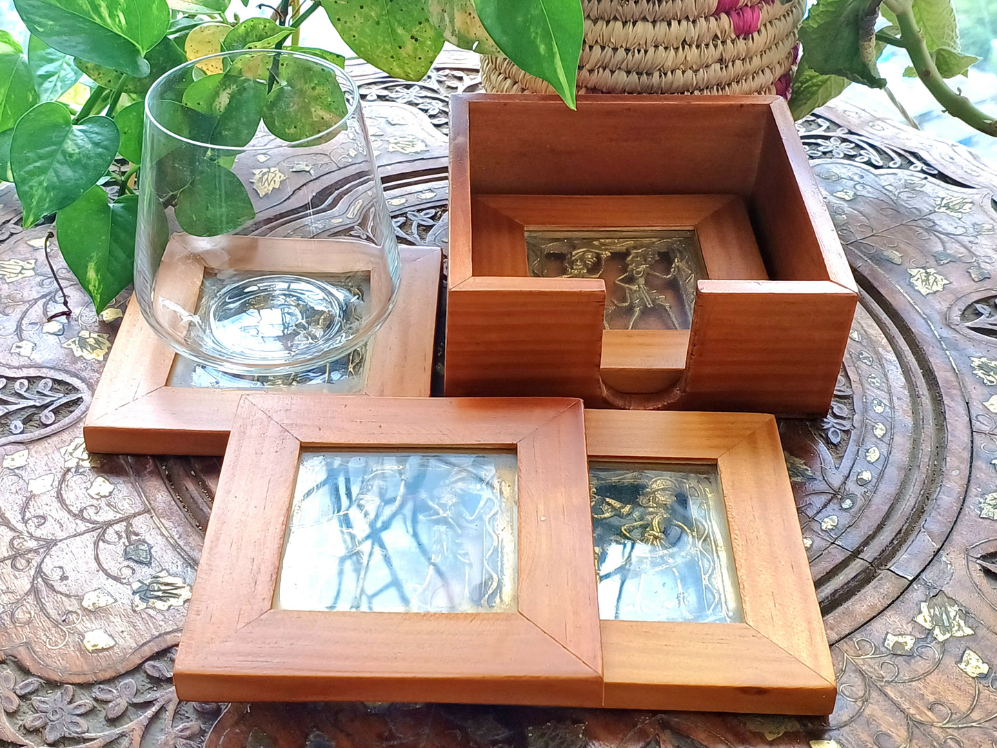 Dhokra panel coasters - Set of 4
