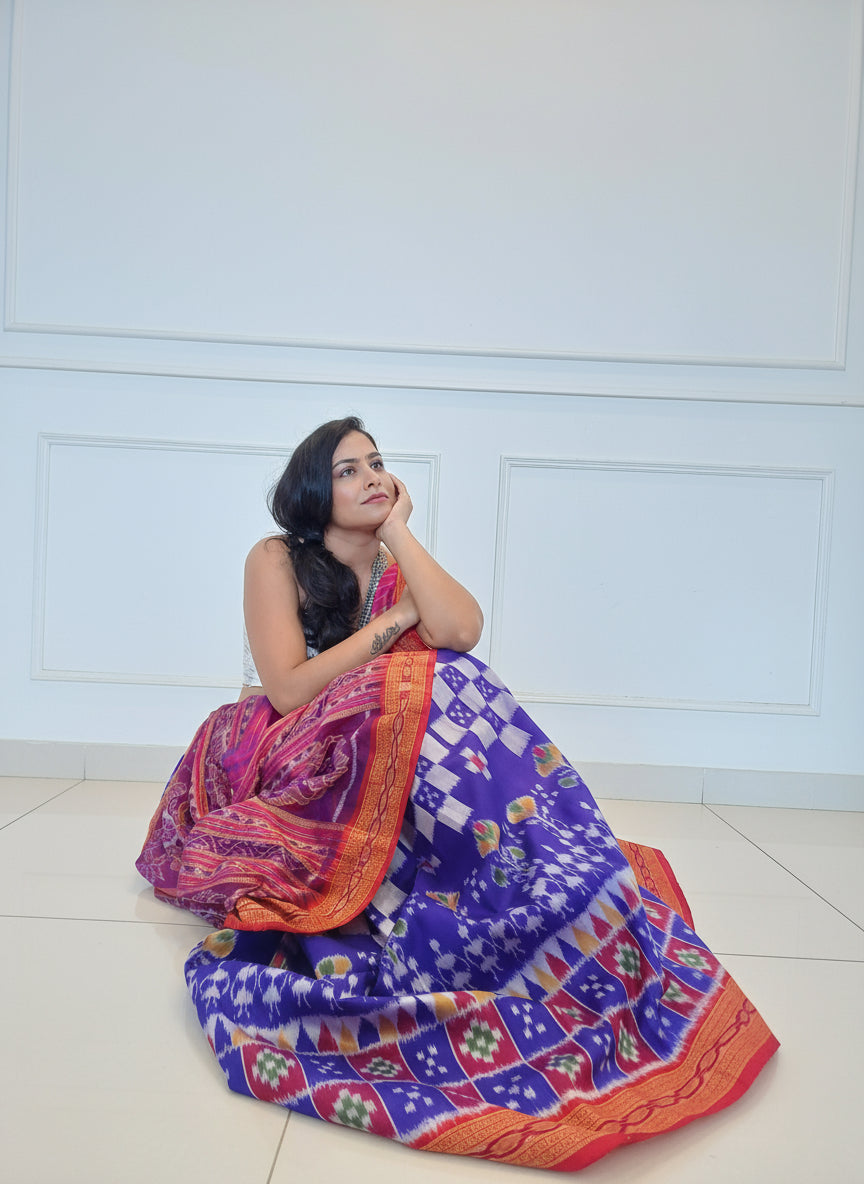 Nuapatana Pasapalli pure Mulberry Ikkat Silk Saree