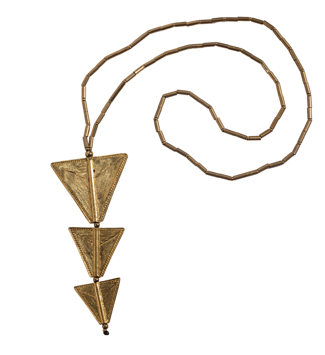 Advaita Handicrafts Ethnic Collection Brass Dhokra Trio Triangle Shaped Long Necklace for Women.