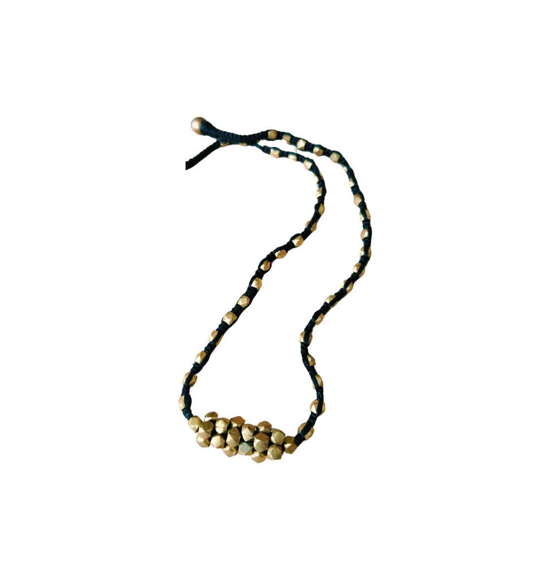 Advaita Handicrafts Ethnic Collection Brass Dhokra Statement Necklace for Women - Black Thread & Golden Beads.