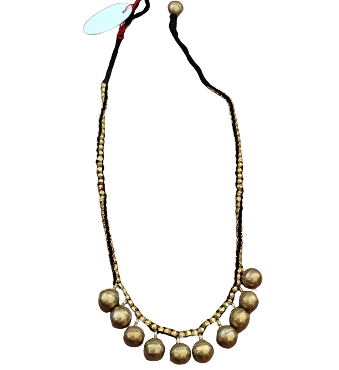 Advaita Handicrafts Ethnic Collection -Elegant Brass Dhokra Golden Beads Necklace on Black Thread