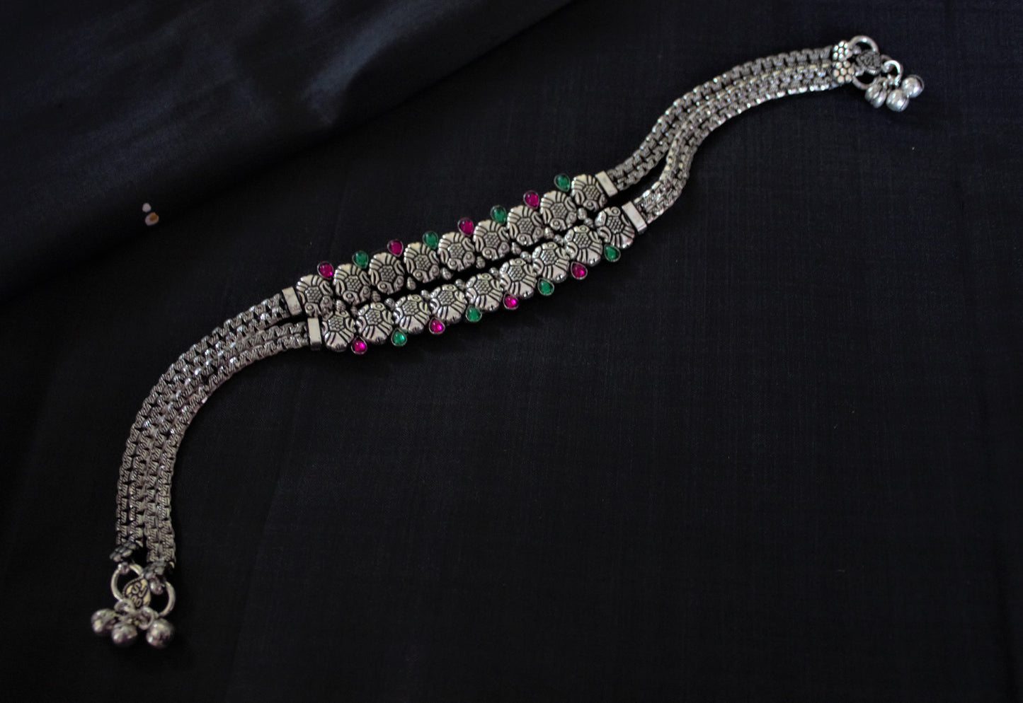 Advaita Handicrafts German Silver Oxidized Anklet (Payal).