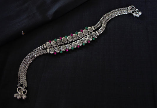 Advaita Handicrafts German Silver Oxidized Anklet (Payal).
