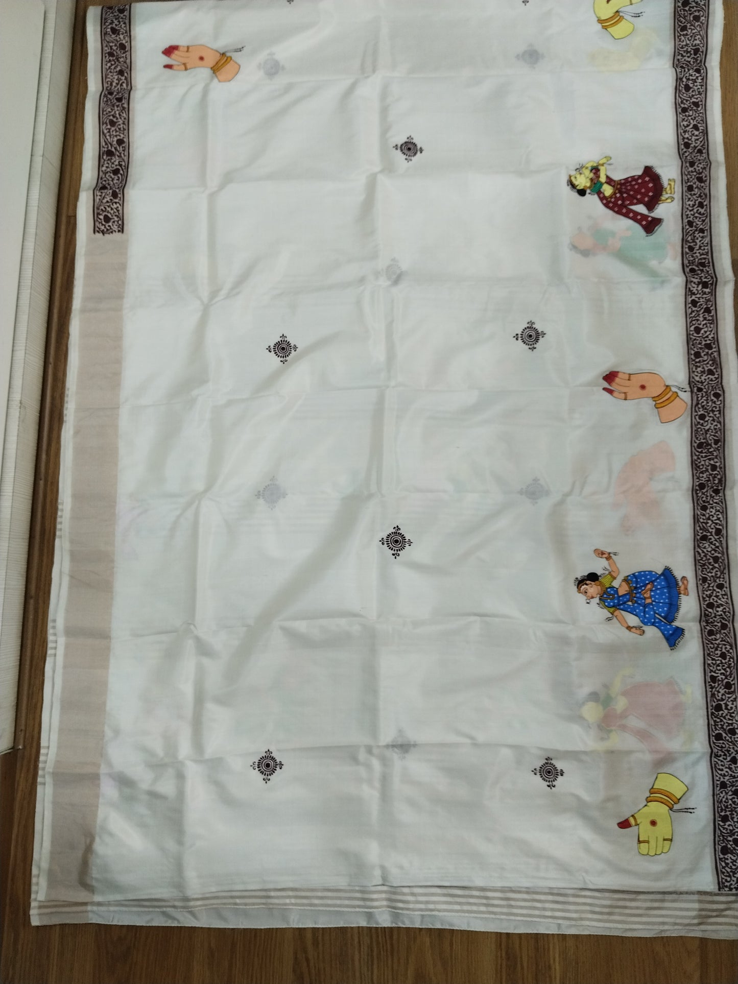 Mulberry Silk Krishna Raasleela Saree- Hand-painted Patachitra Saree