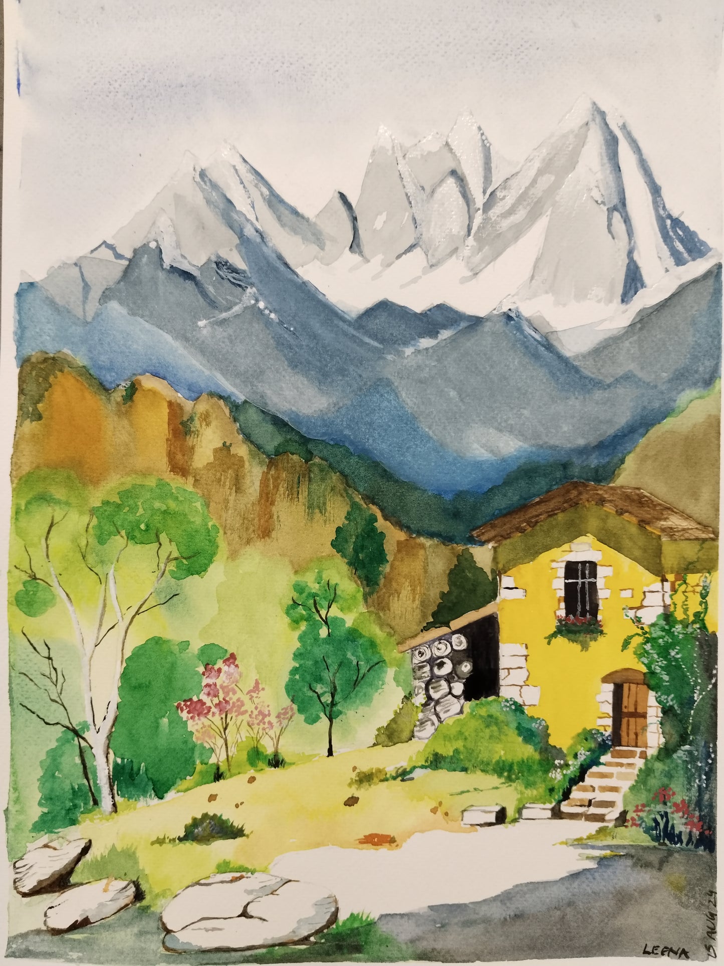 House in the Dolomites - Watercolor