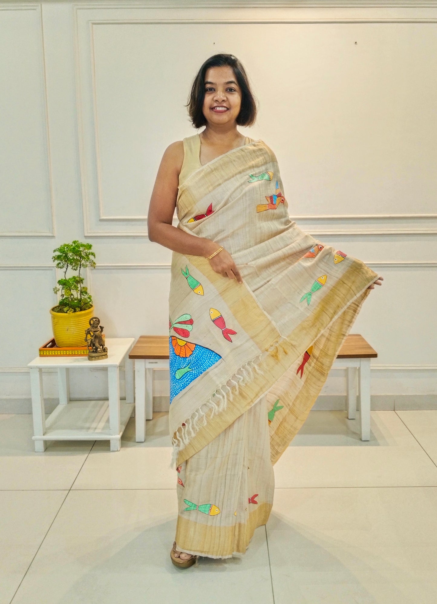Pure Desi Ghicha saree with Gond - Forest life