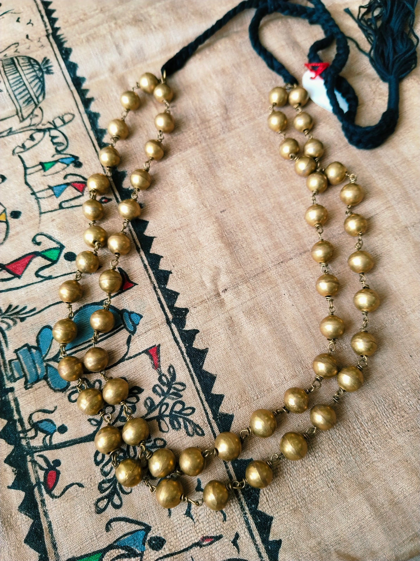 Advaita Handicrafts Ethnic Collection - Golden Beads and Brass Dhokra Choker Necklace (Copy)