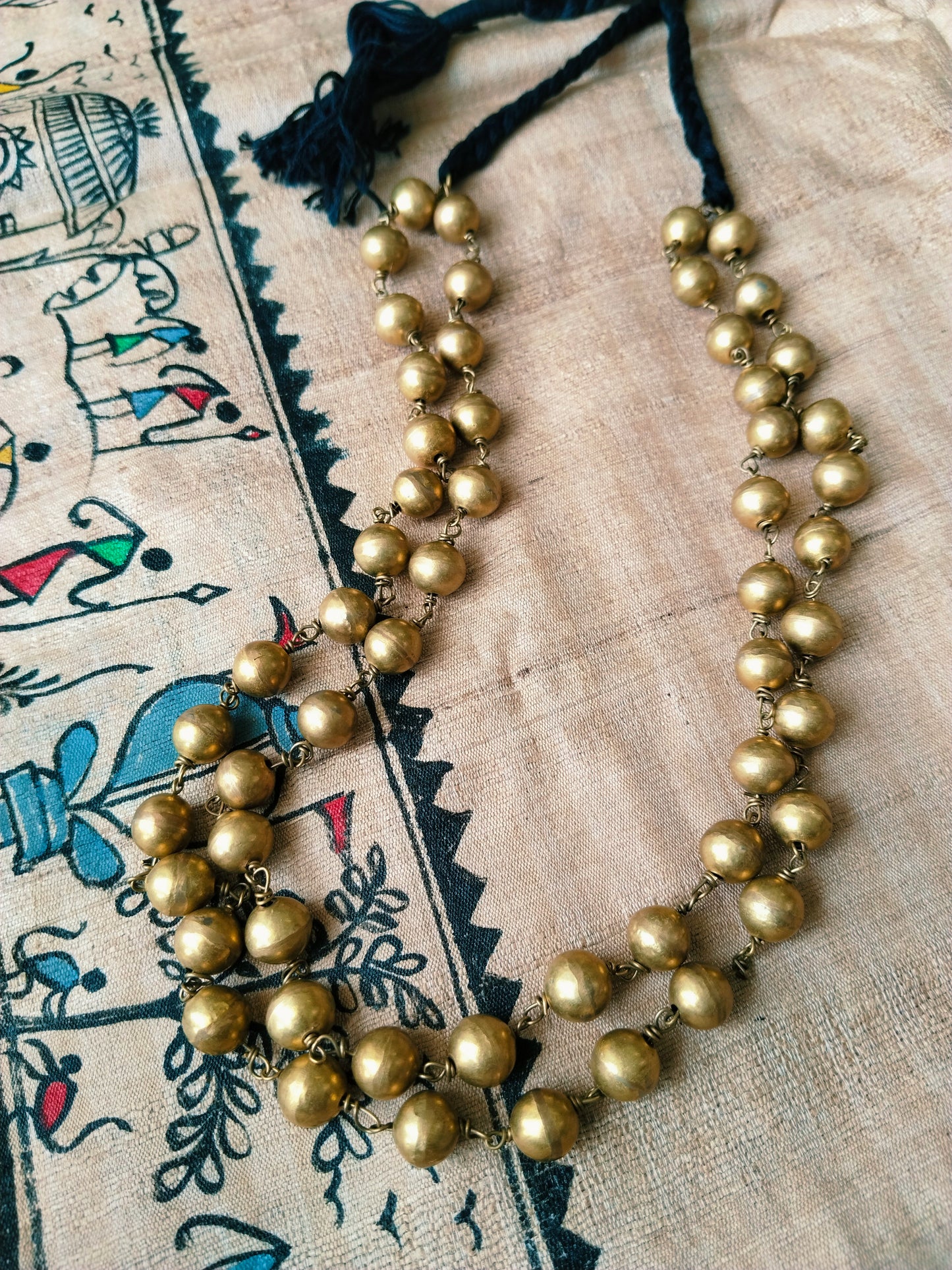 Advaita Handicrafts Ethnic Collection - Golden Beads and Brass Dhokra Choker Necklace (Copy)