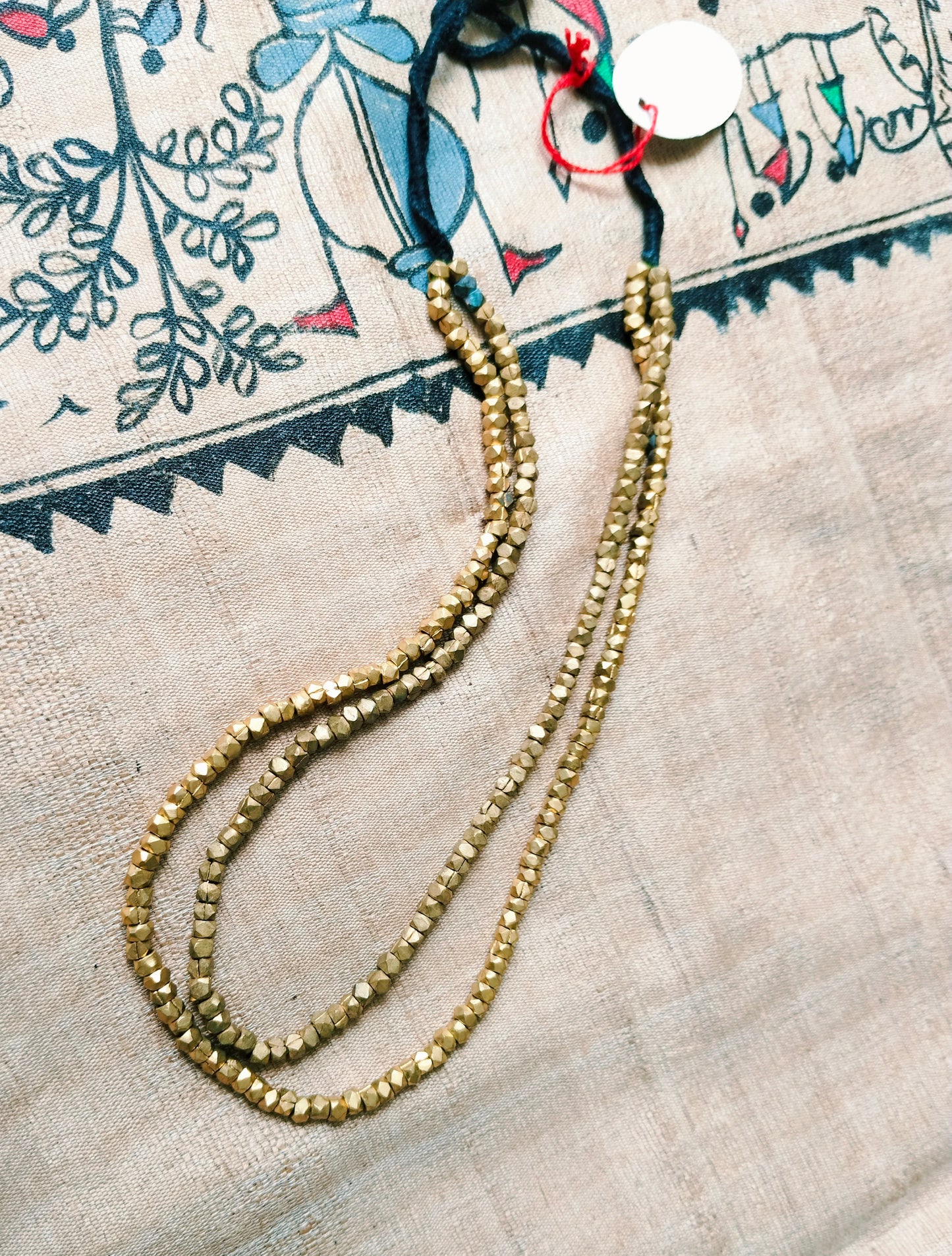 Advaita Handicrafts Ethnic Collection - Double Layered Brass Dhokra Long Necklace with Golden Beads.