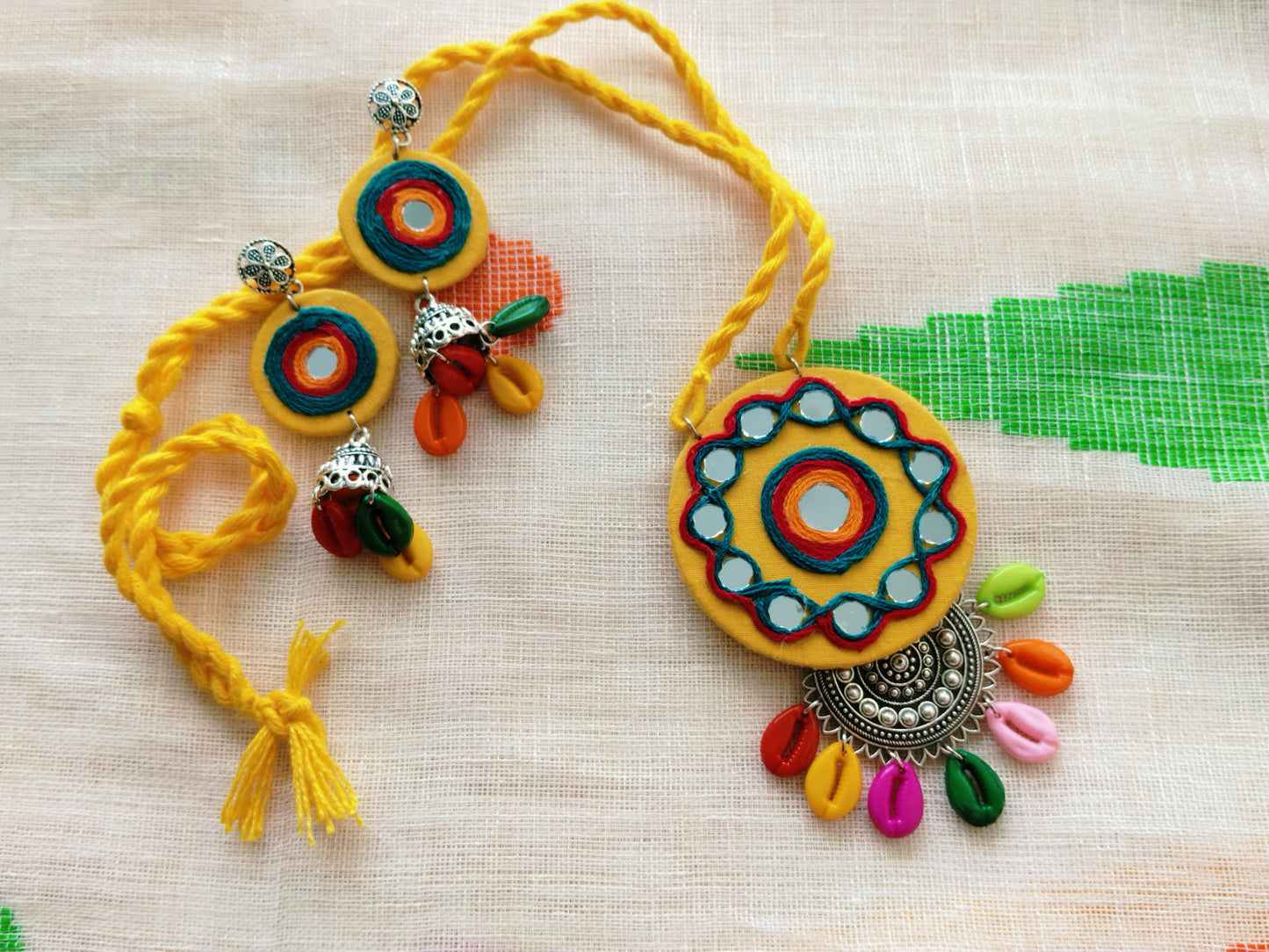 Navratri Special Sitara Fabric Necklace Set.