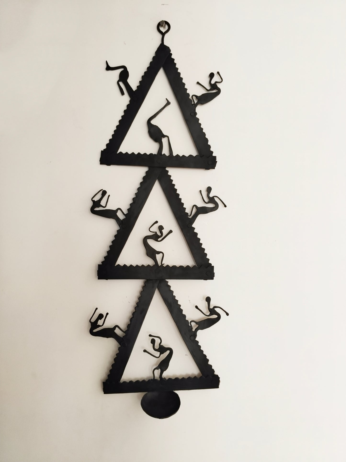 Single Panel wrought iron laman diya - Triple Triangle- 1 Candle