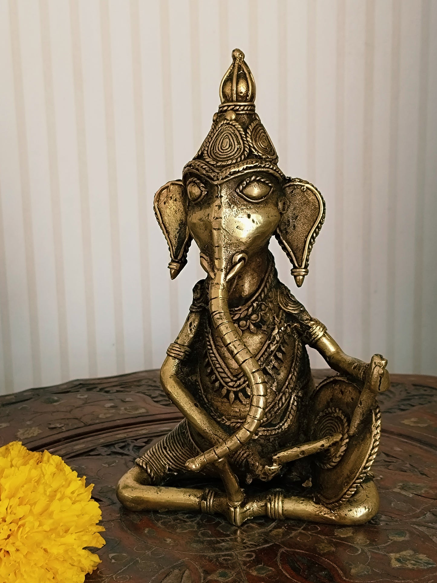 Lord Ganesha the musician - Handcrafted Dhokra Art