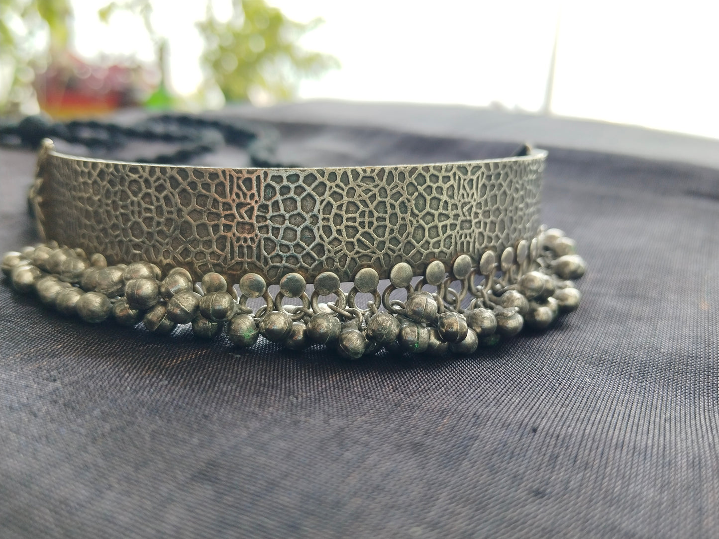 Advaita Handcrafts Brass Antique Choker Necklace - Bubbles.