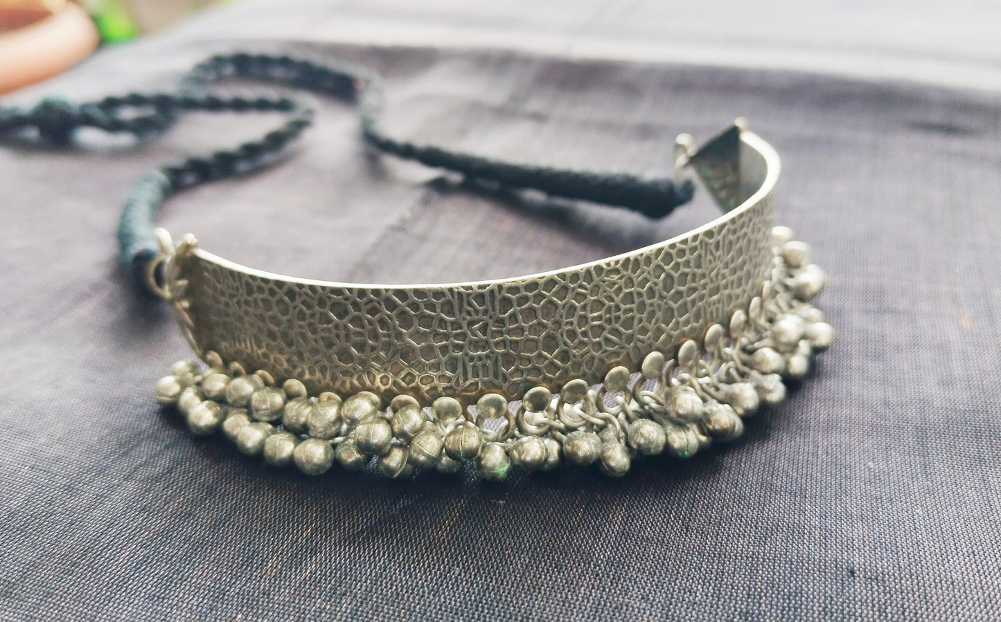 Advaita Handcrafts Brass Antique Choker Necklace - Bubbles.