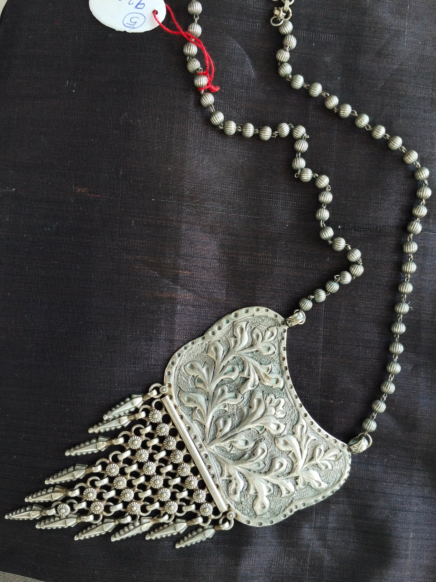 Advaita Handcrafts Antique Brass Jhalar Long Necklace.