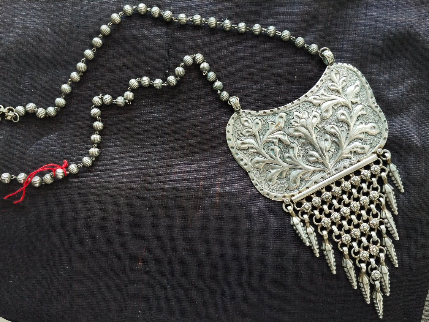 Advaita Handcrafts Antique Brass Jhalar Long Necklace.