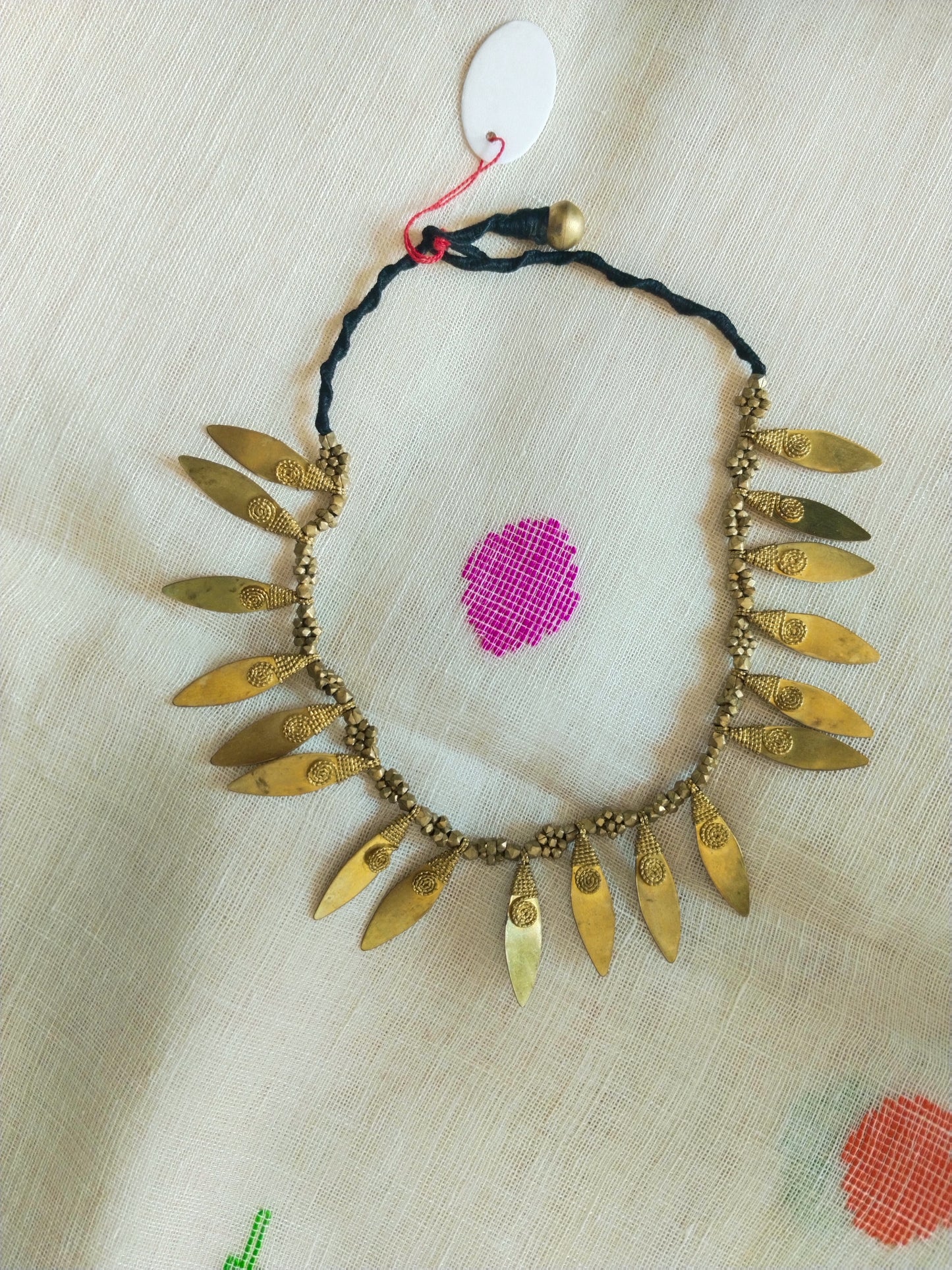 Advaita Handicrafts Ethnic Collection - Brass Dhokra Golden Leaves Style Necklace