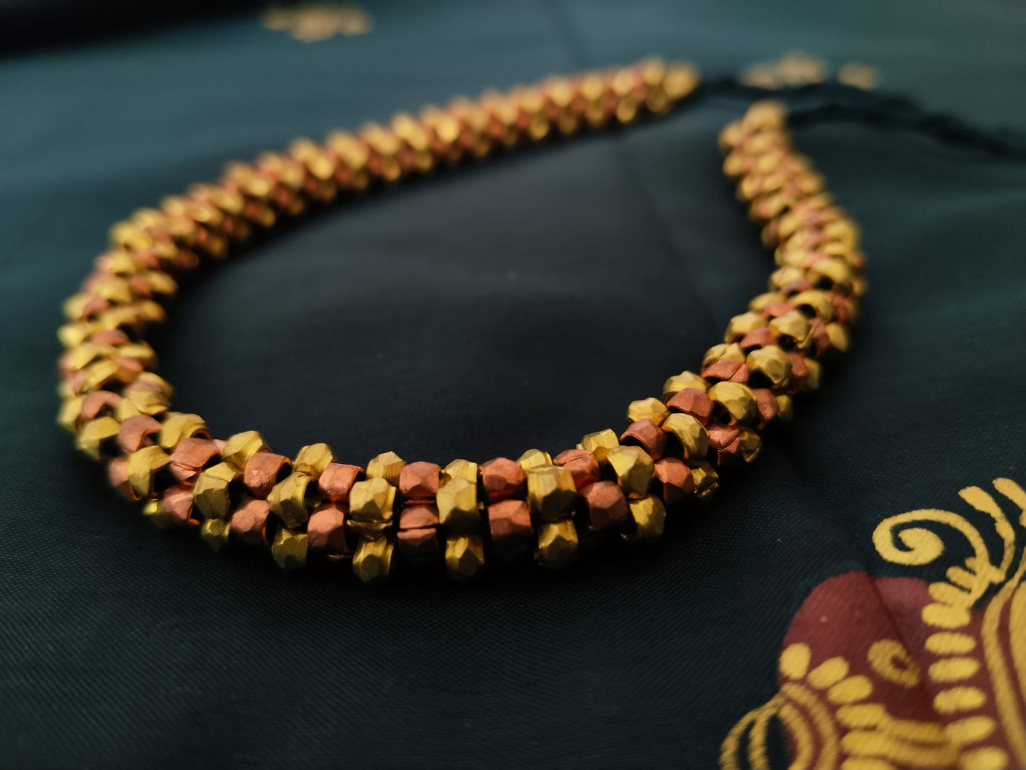 Handwoven Golden-Copper Choker Necklace