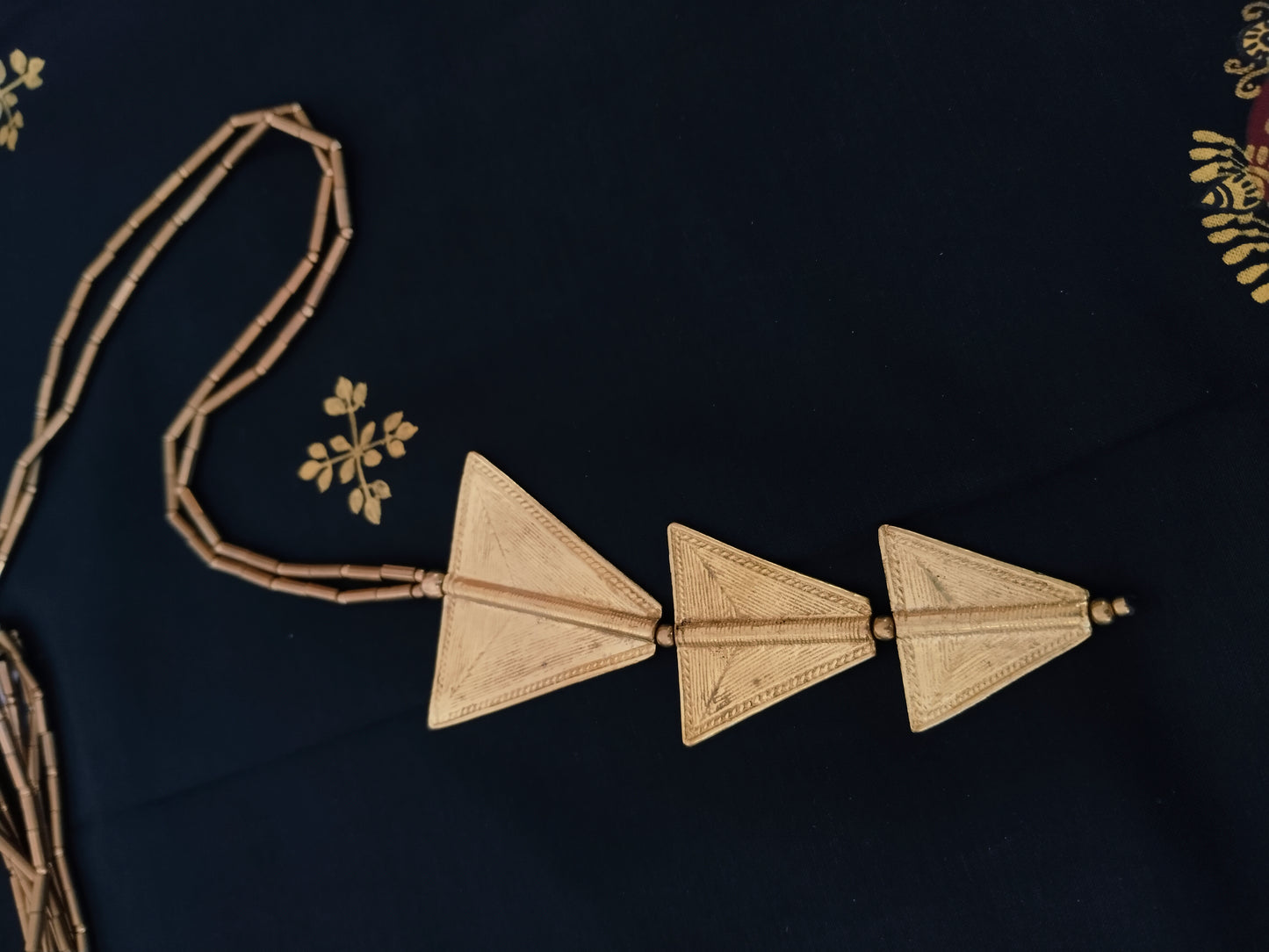 Triple Triangle Brass Necklace