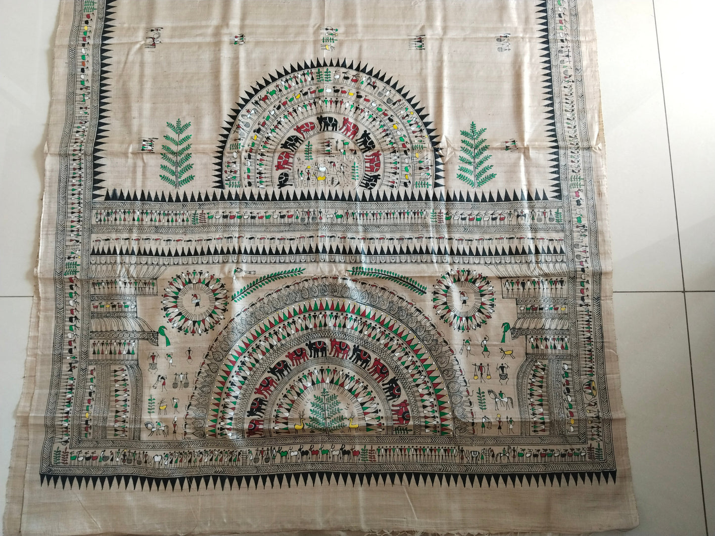 Circles of Life Motif Saura Art Desi Tassar Silk Saree