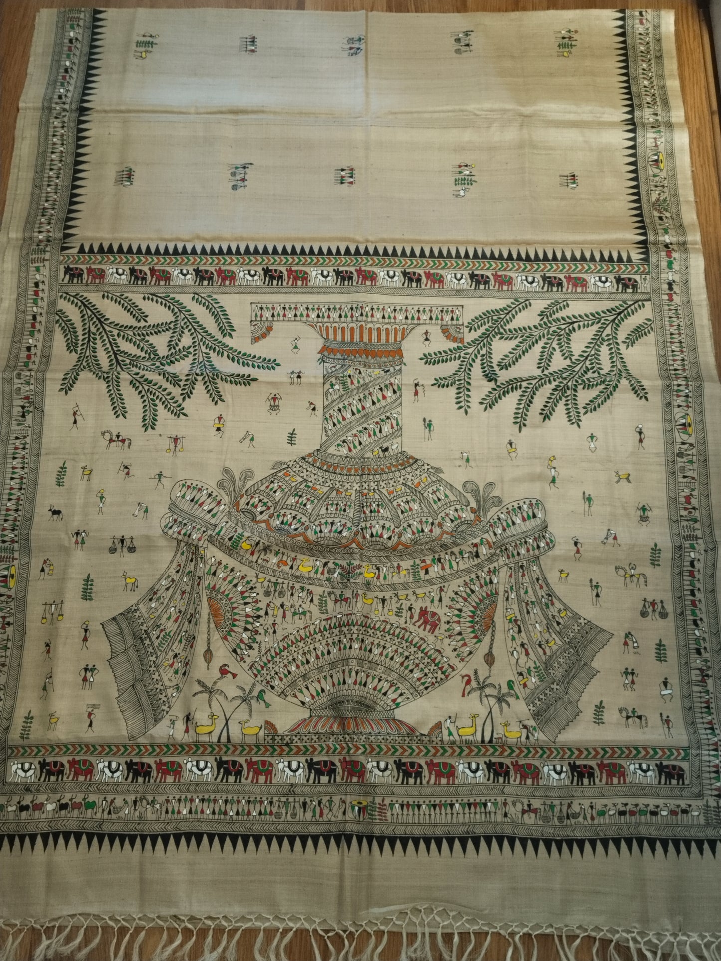 Kalash Motif Saura Art Desi Tassar Silk Saree