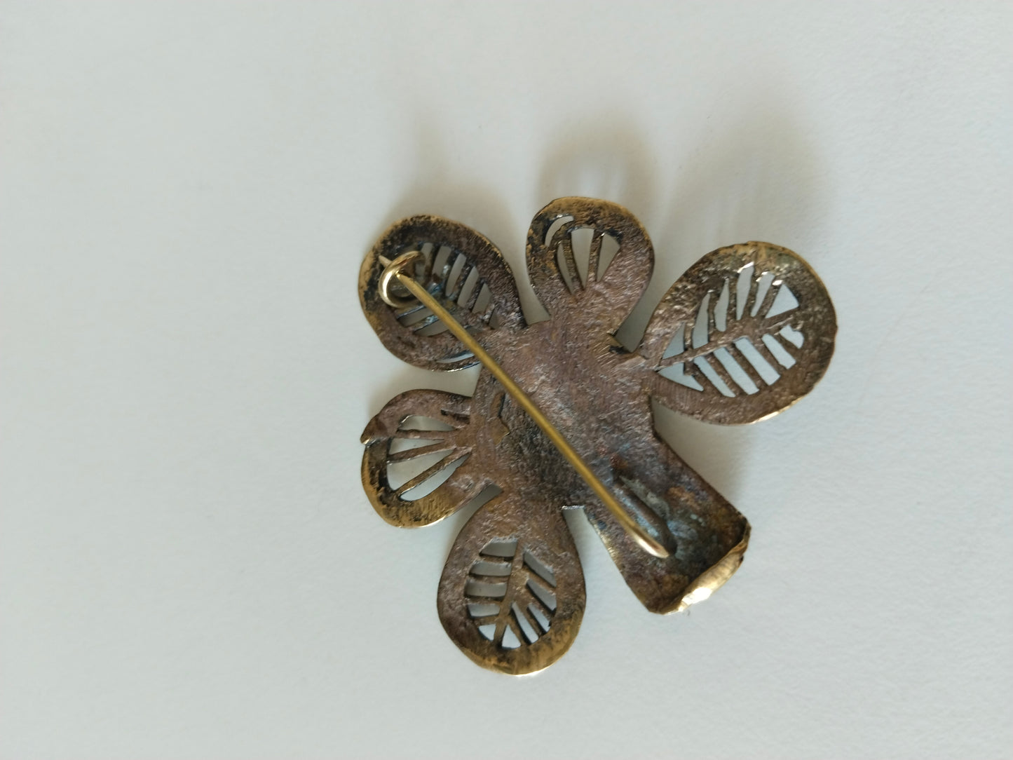 Dhokra Style Antique Brass Flower Brooch