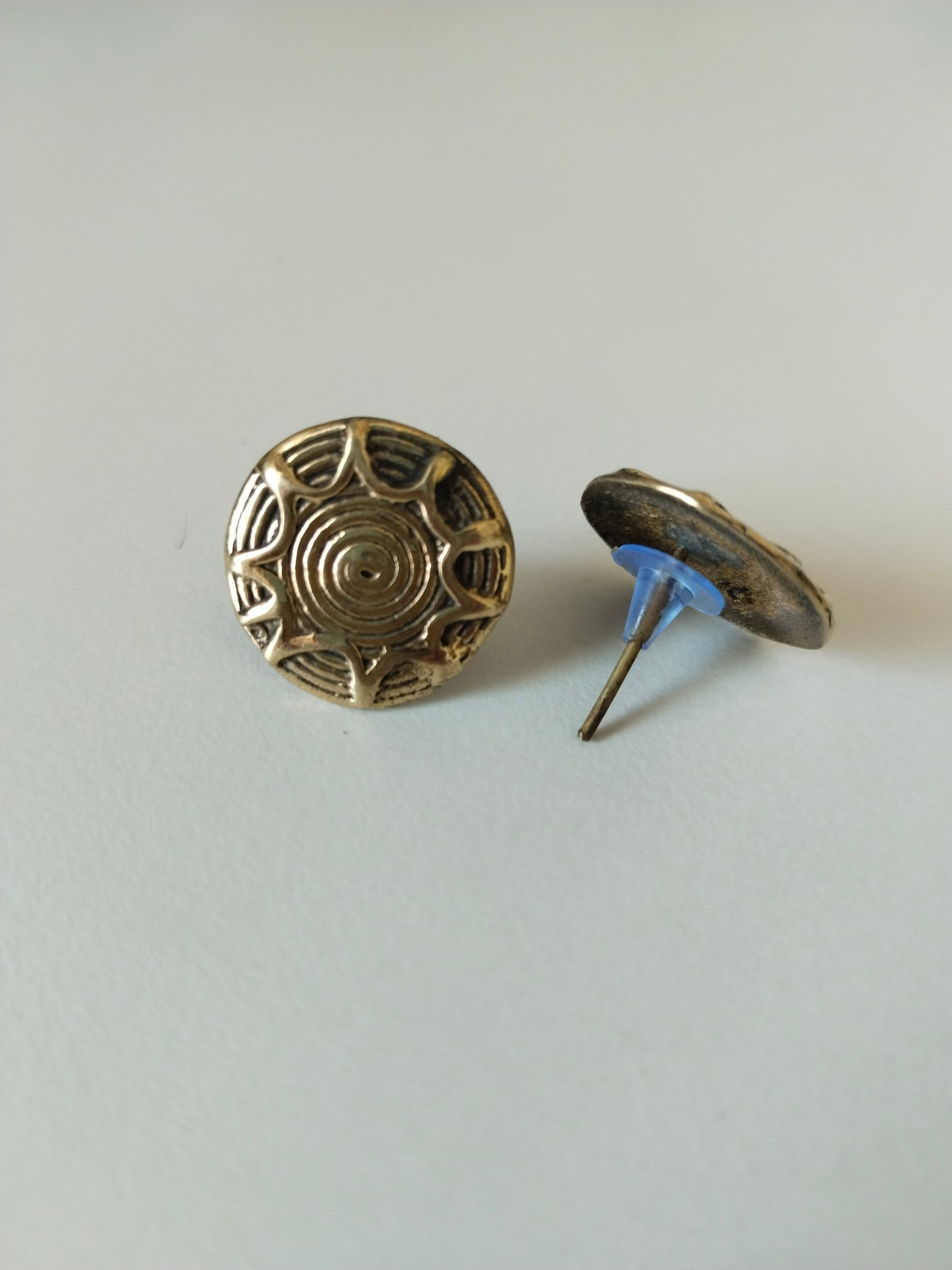 Brass Circular Stud Earrings