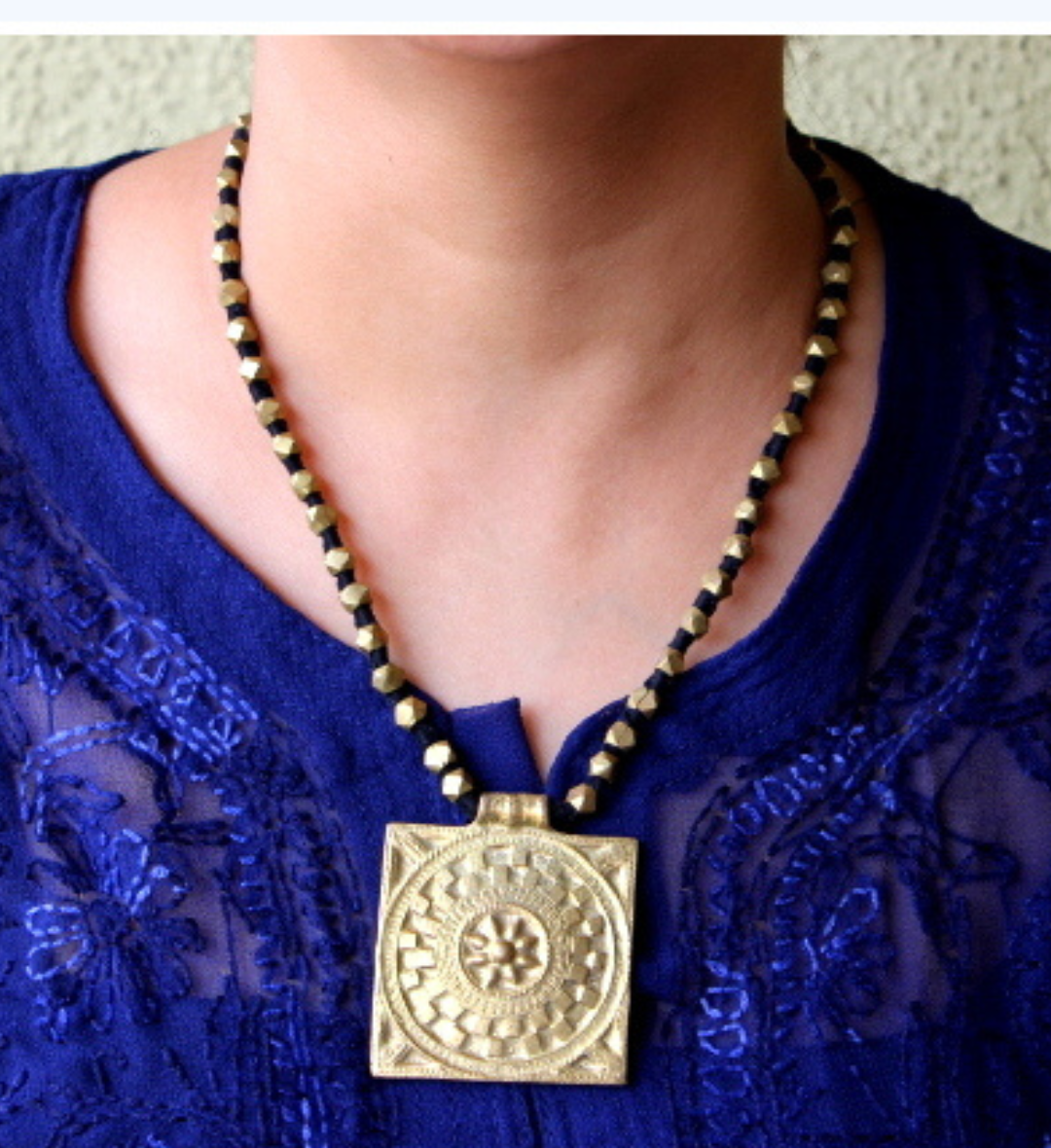 Advaita Handicrafts Tribal Dhokra pendant necklace set - CLICK FOR VARIETY.