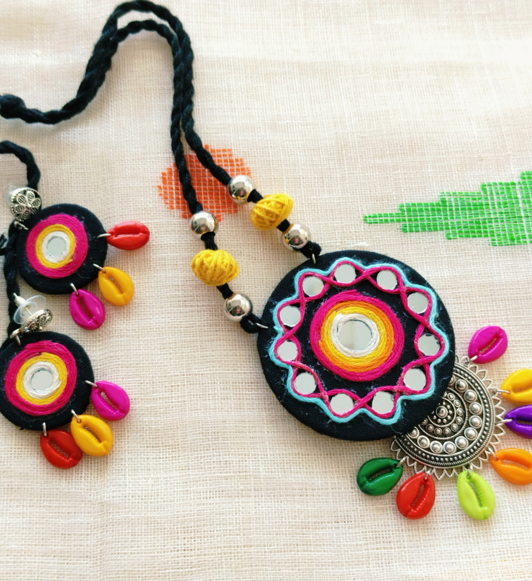 Navratri Special Sitara Fabric Necklace