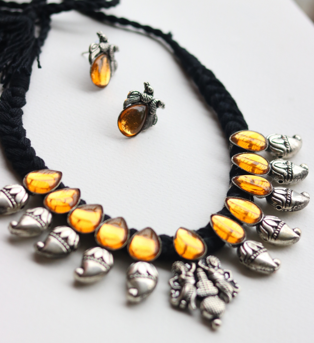 Colorful german silver stone necklace sets.