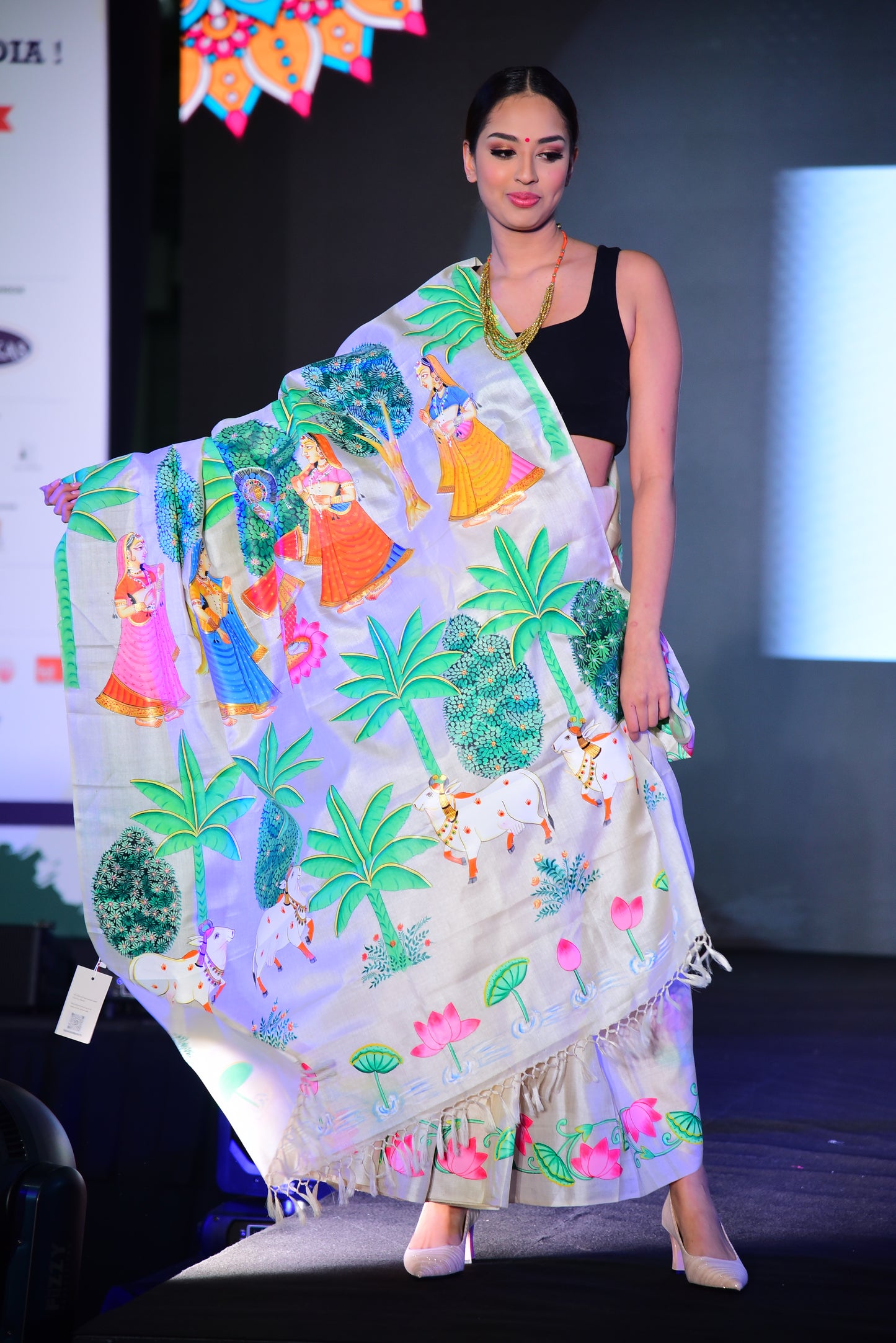 Hand-painted Pichwai Shrinathji Kerala Cotton Designer Saree