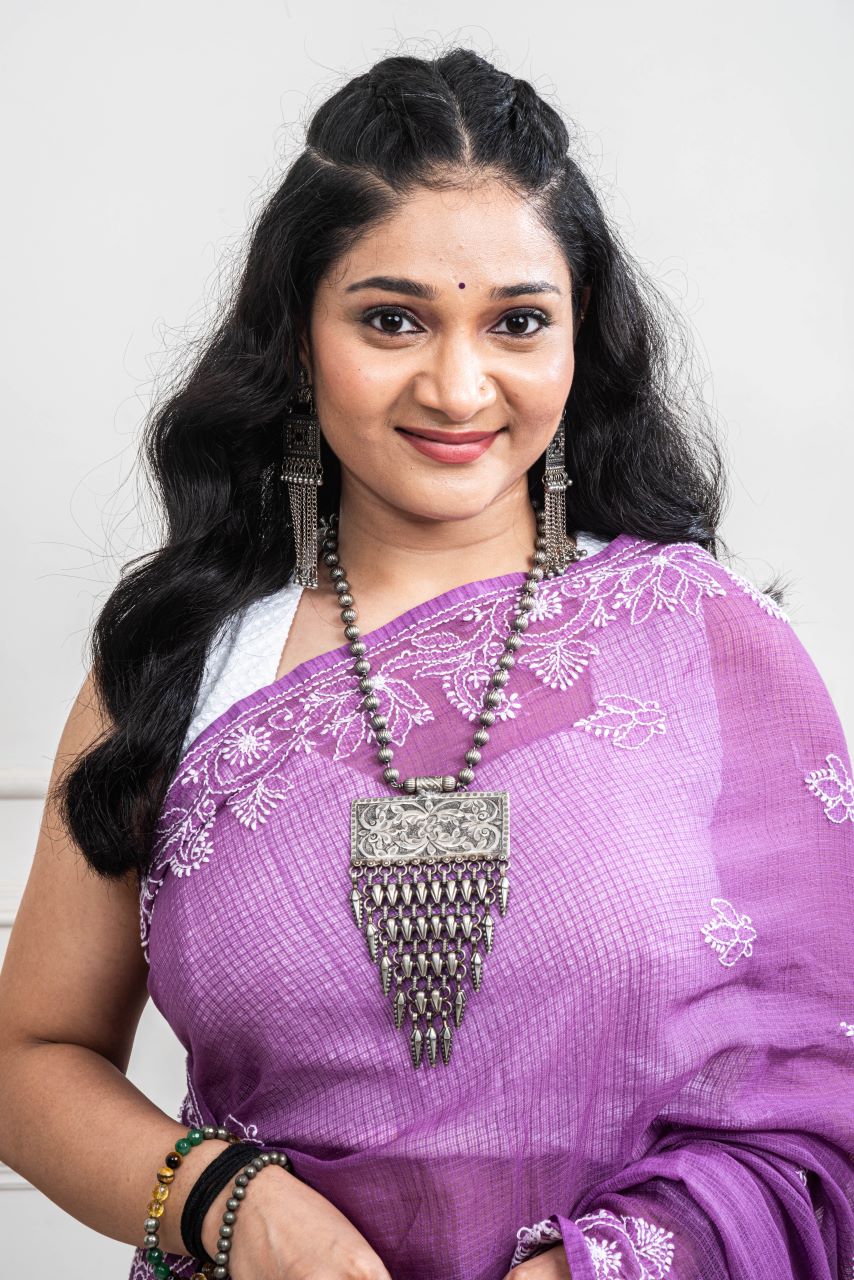 Advaita Handcrafts - rectangle shape long brass necklace with jhalar.