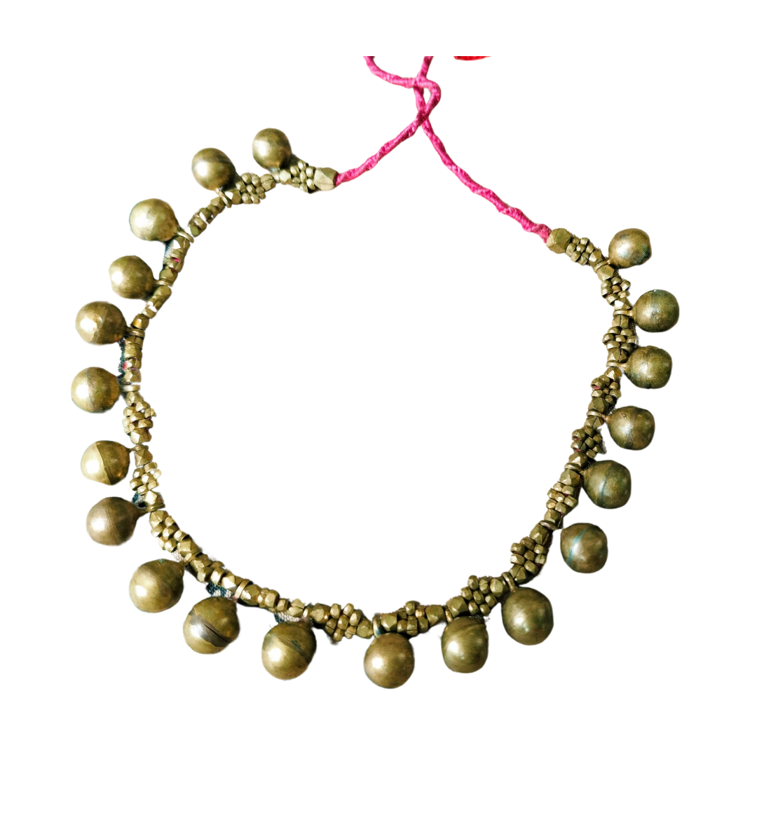 Advaita Handicrafts Ethnic Collection - Golden Beads and Brass Dhokra Choker Necklace