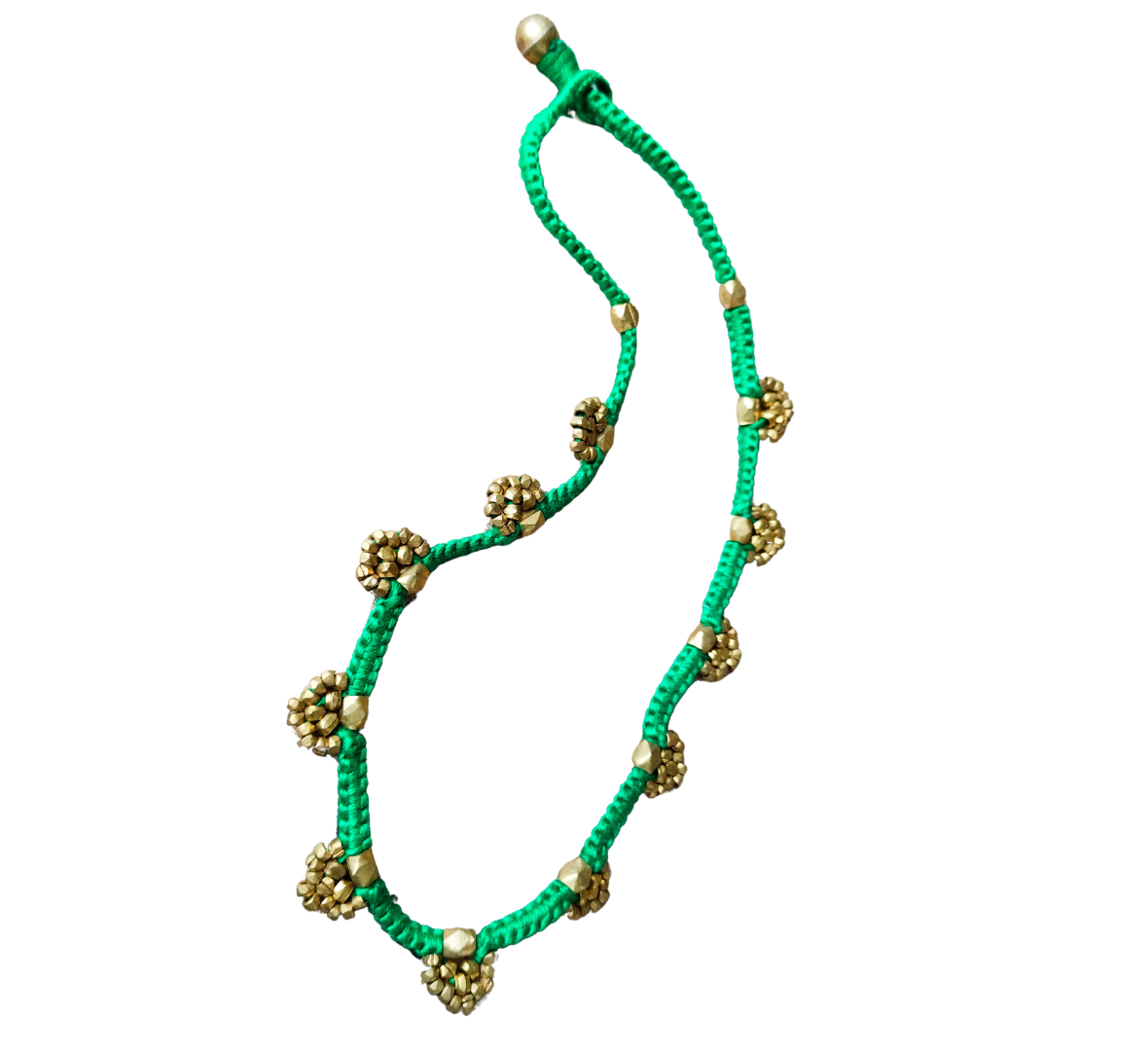 Advaita Handicrafts Ethnic Collection - Green Golden Brass Dhokra Necklace