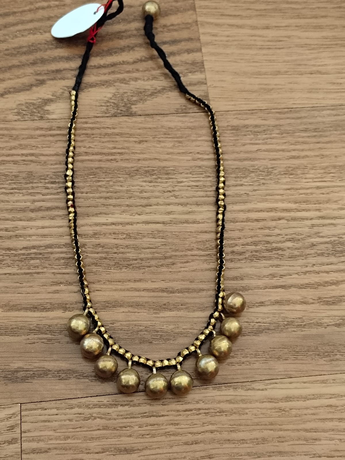 Advaita Handicrafts Ethnic Collection -Elegant Brass Dhokra Golden Beads Necklace on Black Thread