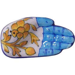 Palm Incense holder - Blue Pottery