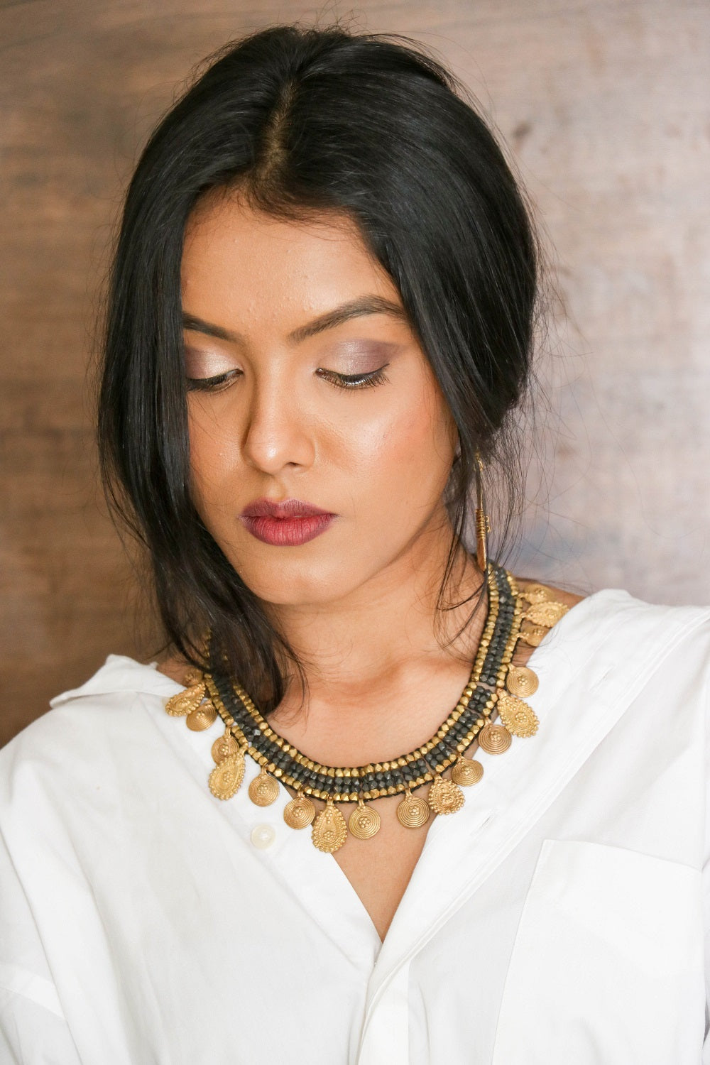 Statement narrow chatai tribal dhokra necklace- Click for variety.