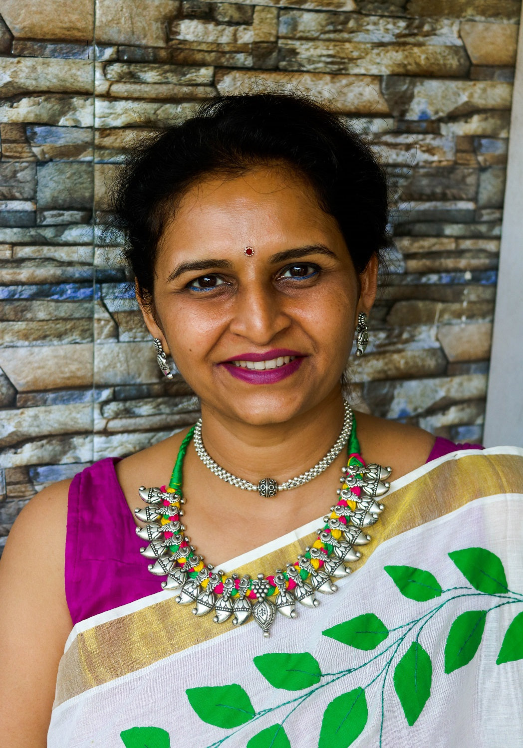Advaita Handicrafts German Silver Tushi (choker) Set - Thin.