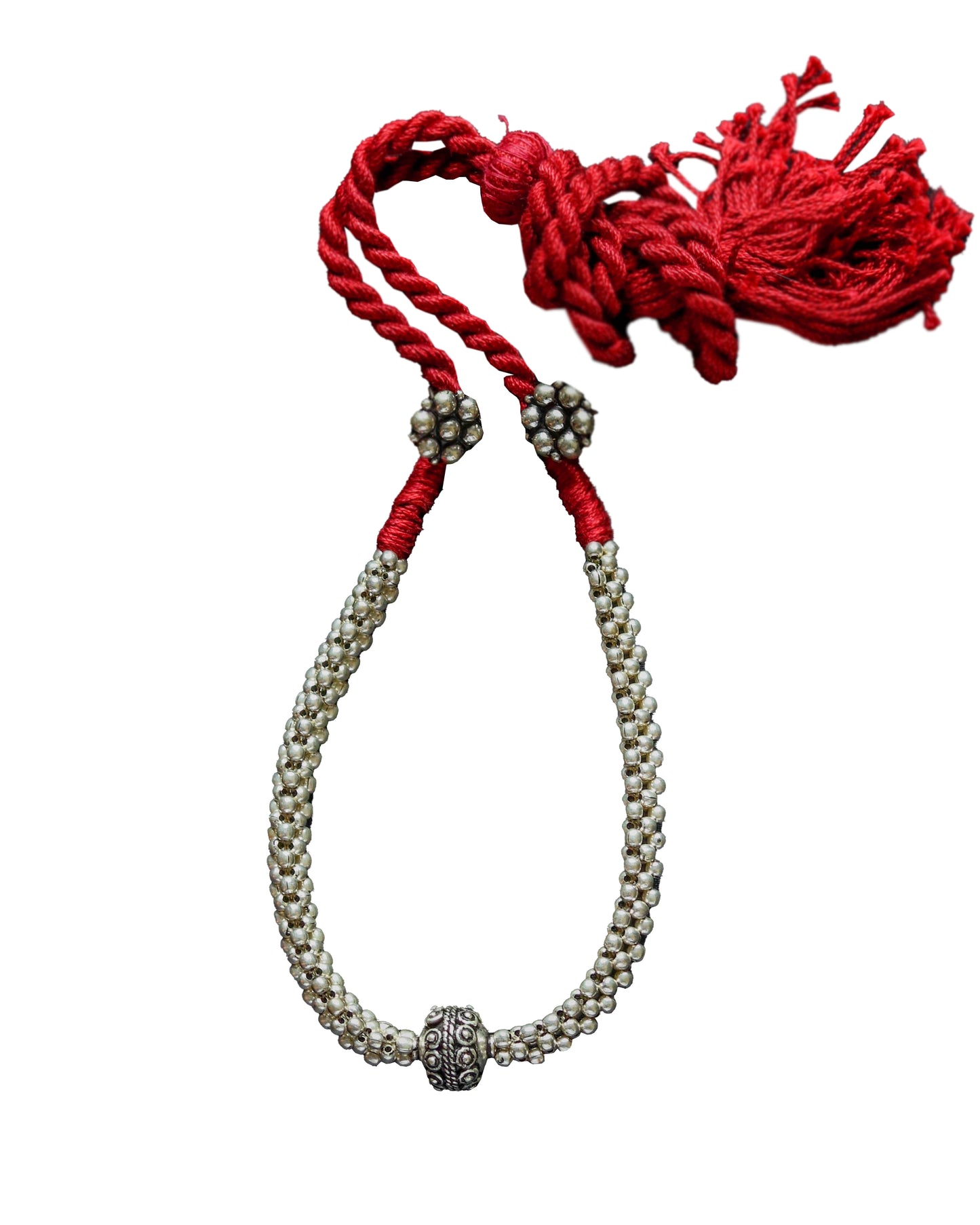 Advaita Handicrafts German Silver Tushi (choker) Set - Thin.