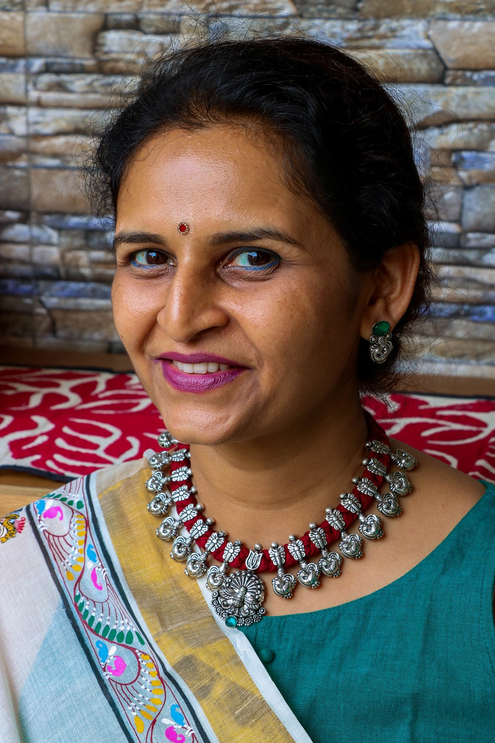 German silver Peacock thread Necklace Set - Click for colors.