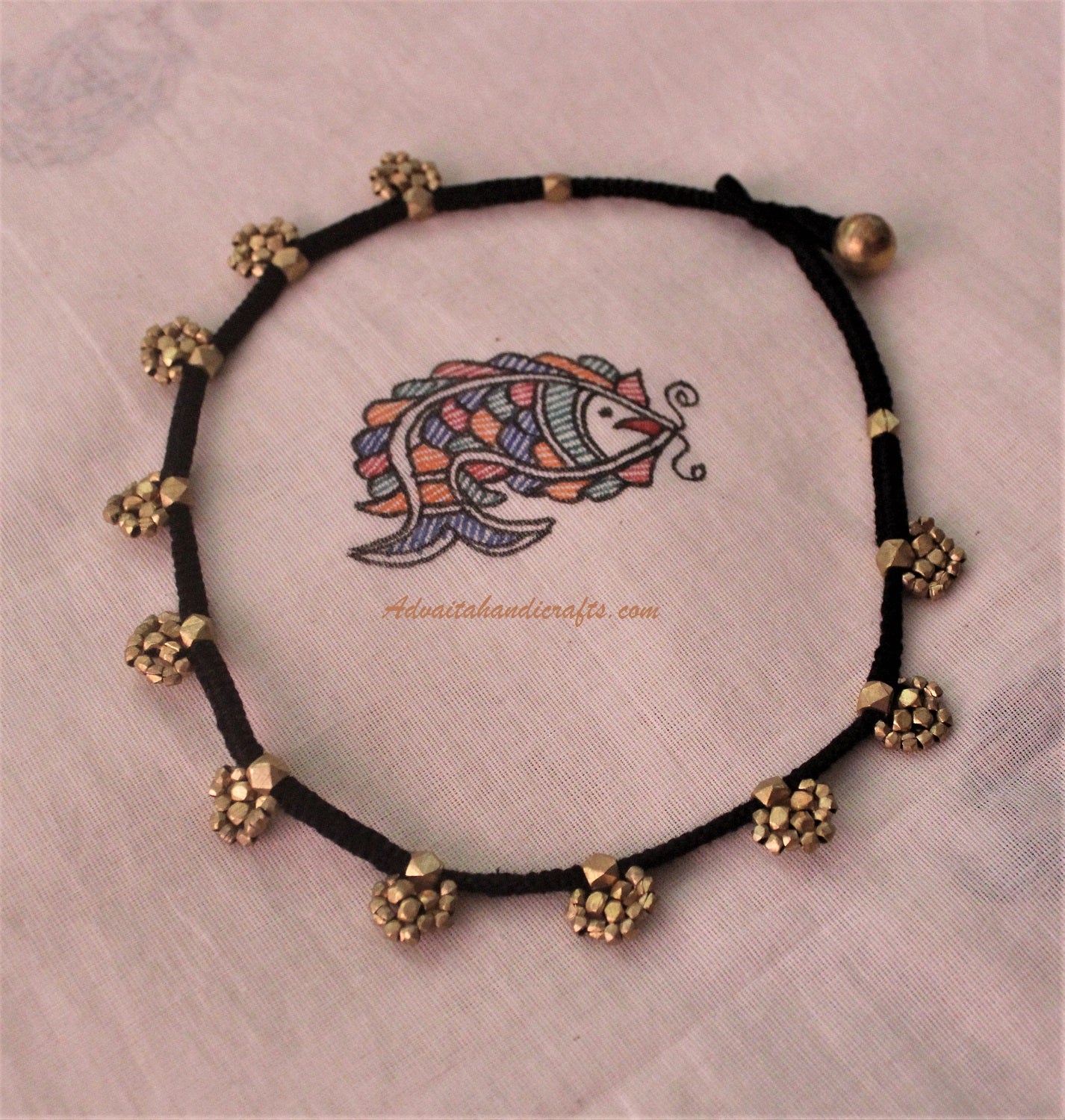 Advaita Handicrafts Dhokra weave necklace - click for variety.