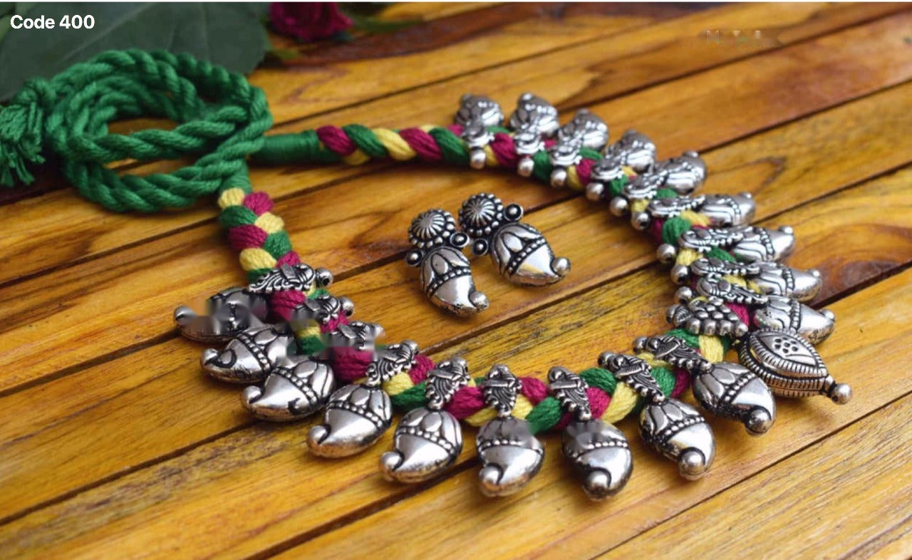 Advaita Handicrafts german silver Temple necklace Set - CLick for variety.