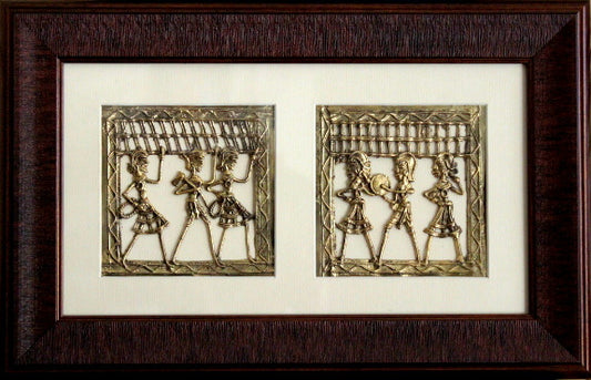 Set of 2 Dhokra Panels - Music is Life!