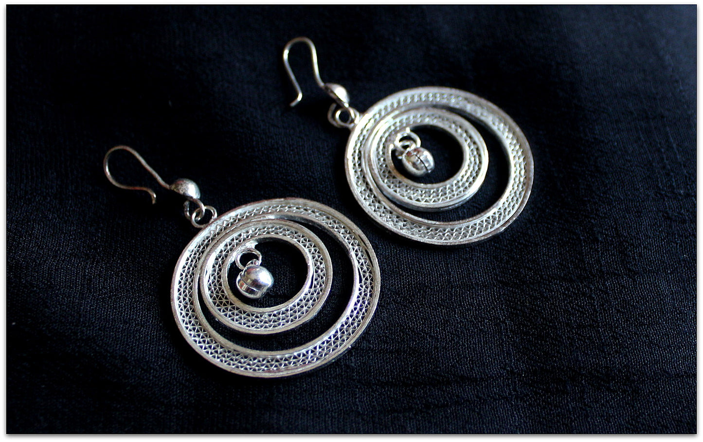 Fish/Double mesh/ Globe/ Disc-o- danglers - Silver Filigree Statement Earrings.