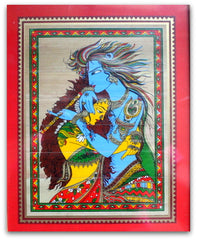 The Embrace - Krishna Radha Palm Leaf Print