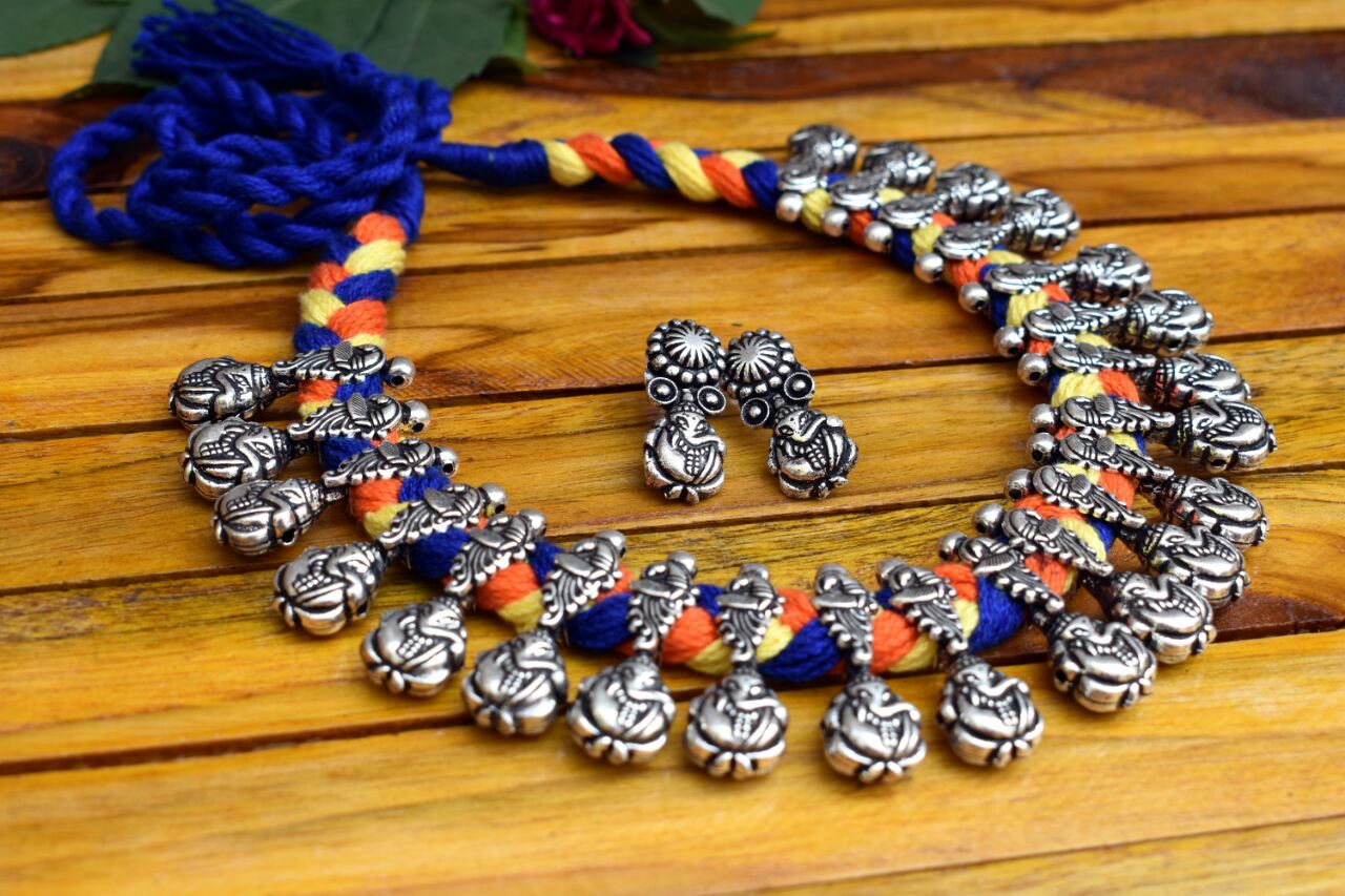 Advaita Handicrafts german silver Temple necklace Set - CLick for variety.