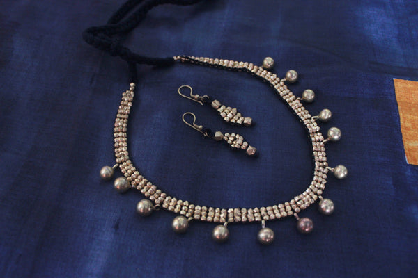 Statement narrow chatai tribal dhokra necklace set - Click for variety