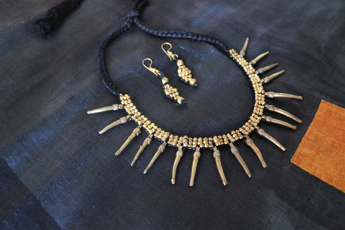 Statement narrow chatai tribal dhokra necklace- Click for variety.